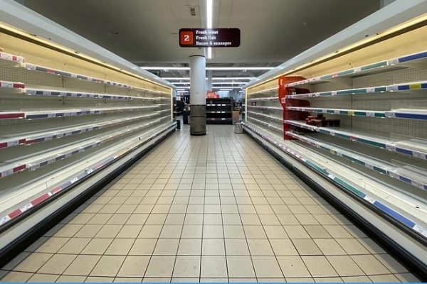 Supermarket Isle with empty shelves