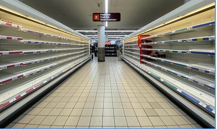 Supermarket Isle with empty shelves